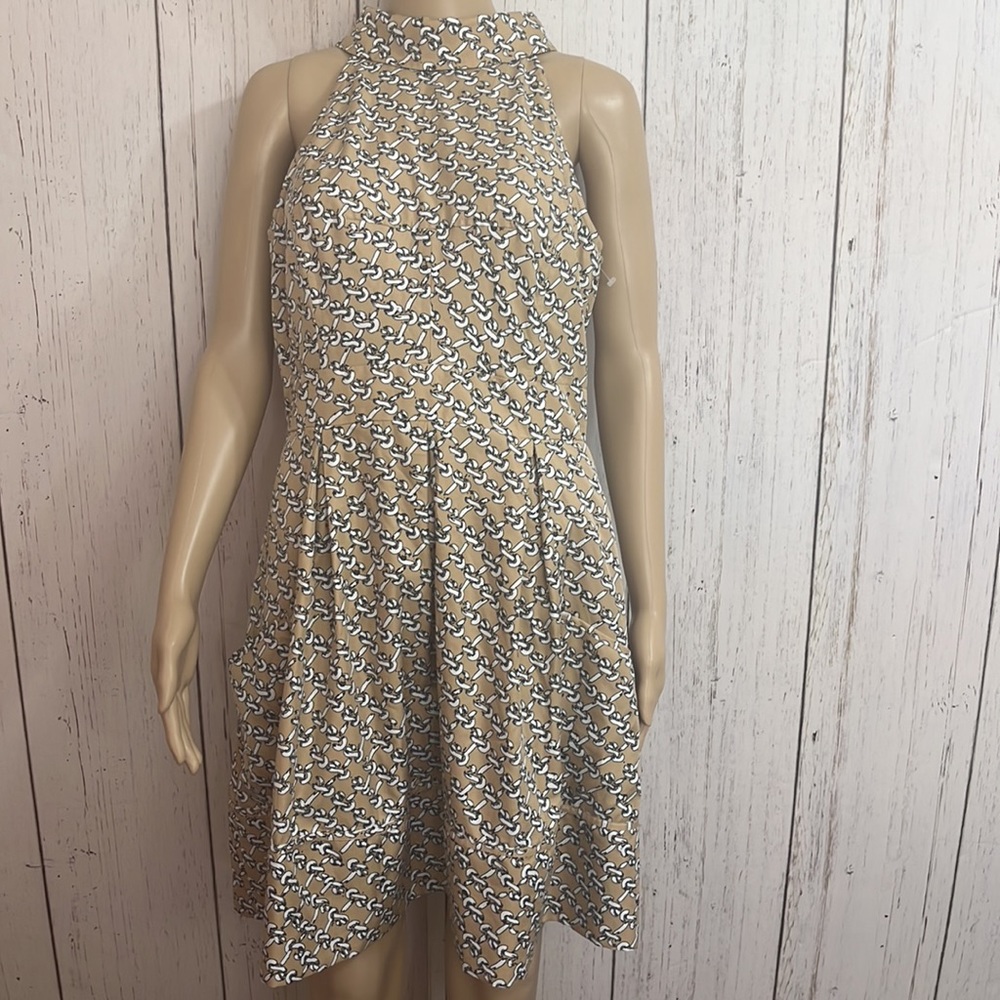 Jessica Simpson Sleeveless Pocket Knee Length Tan Knot Fit and Flare Dress